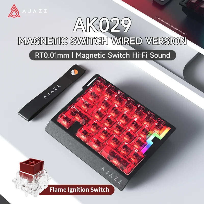 AJAZZ AK029 Wired One Handed Keyboard HE Magnetic Switch 8000Hz 29 Keys RGB Mini Gaming Mechanical Keyboard for PC Gamer