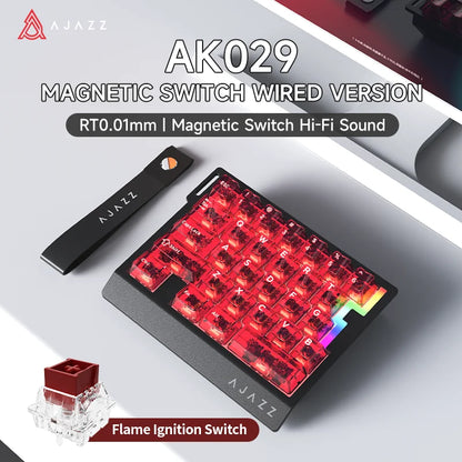 AJAZZ AK029 Wired One Handed Keyboard HE Magnetic Switch 8000Hz 29 Keys RGB Mini Gaming Mechanical Keyboard for PC Gamer