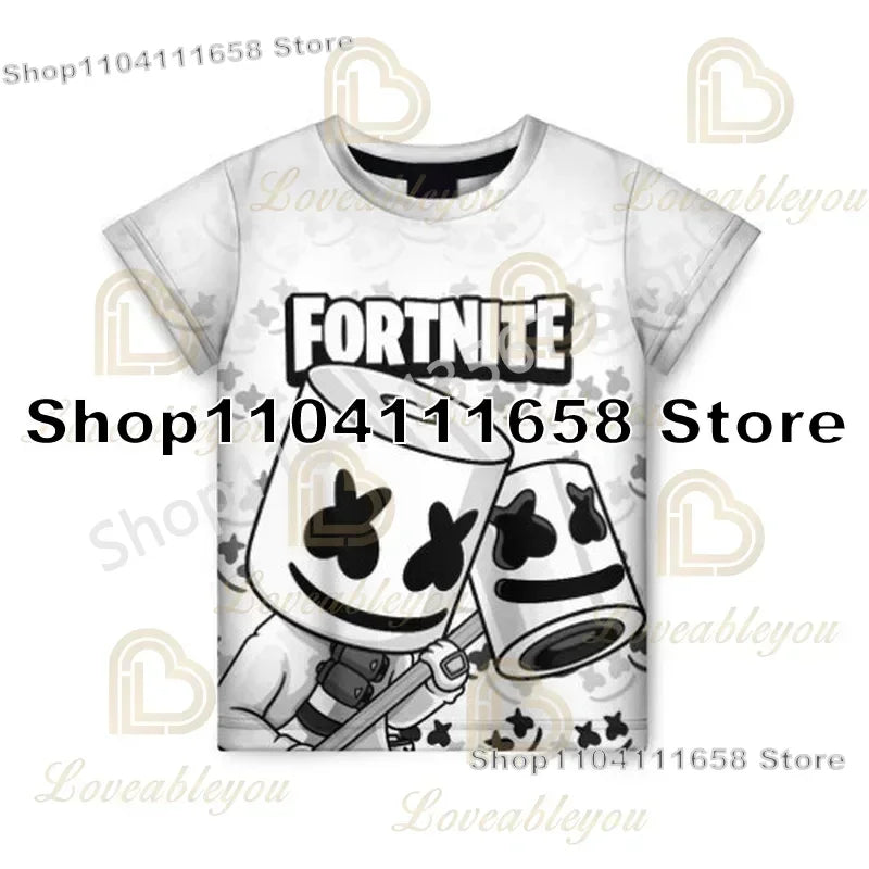 Presentes de Aniversário T-shirt F-Fortnite 3D Print Banana Peely Team Leader Bear para Homem, Tee Battle Royale Gaming, Top de Verão