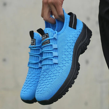 Men's Bright Yellow Outdoor Sneakers Breathable Mesh Construction Shock Absorbing Sports Shoes Stylish Trendy Adventure Footwear