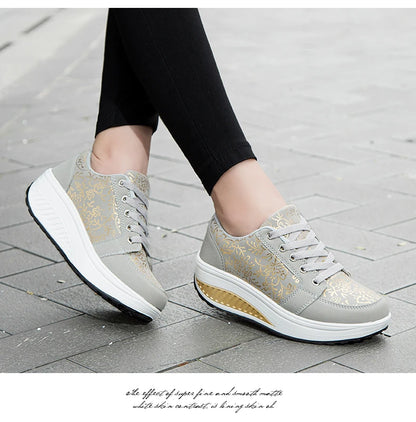 Damen-Leder-Sneaker, lässig, modisch und bequem – Plateau-Walking-Schuhe, Keilabsatz-Mokassins, atmungsaktive Loafer, Damenschuhe