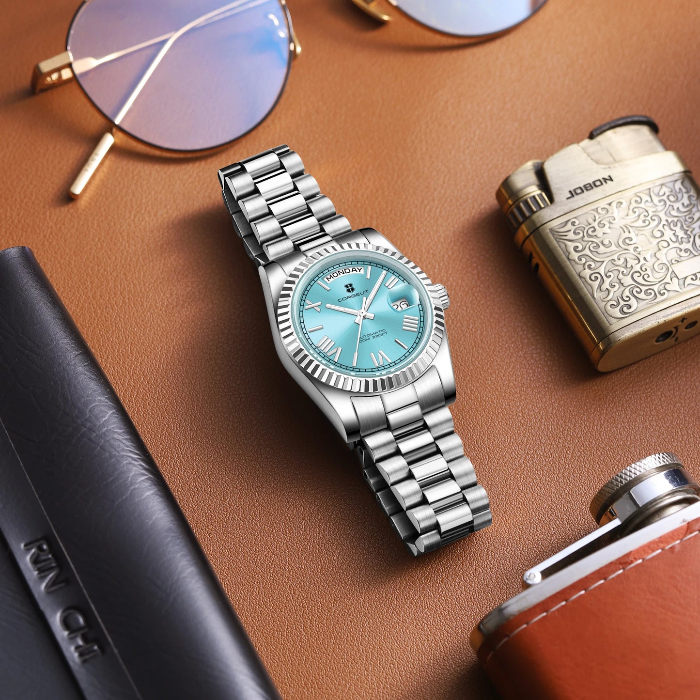 39mm Men Corgeut Logo/Name NH36 Automatic Mechanical Relogio Masculino Sapphire Glass Luminous Waterproof Wristwatch