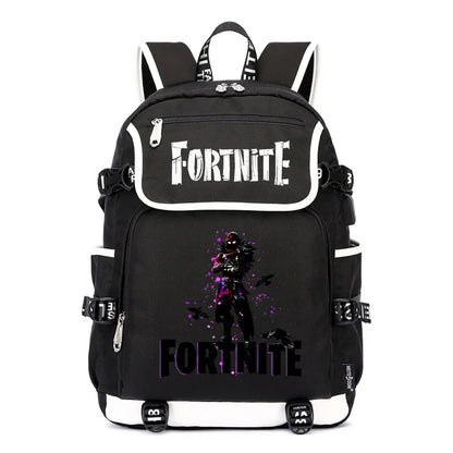 Zaino Fortnites di grande capacità, borsa casual a tracolla con porta USB, unisex, stile anime, cartella per studenti, nuovo regalo di cancelleria elegante