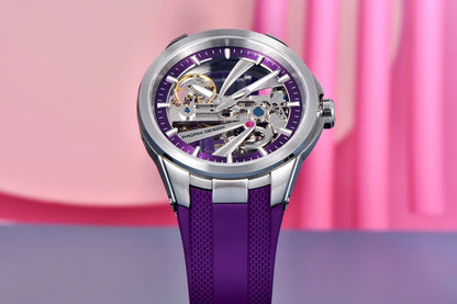 Herrenuhr von PAGANI DESIGN – Mechanisches Luxusuhrwerk mit Automatikaufzug, „Skelett“-Ausführung (mit offenem Herz), ausgestattet mit einem Tourbillon, Saphirglas mit Antireflexbeschichtung, wasserdicht und leuchtend.