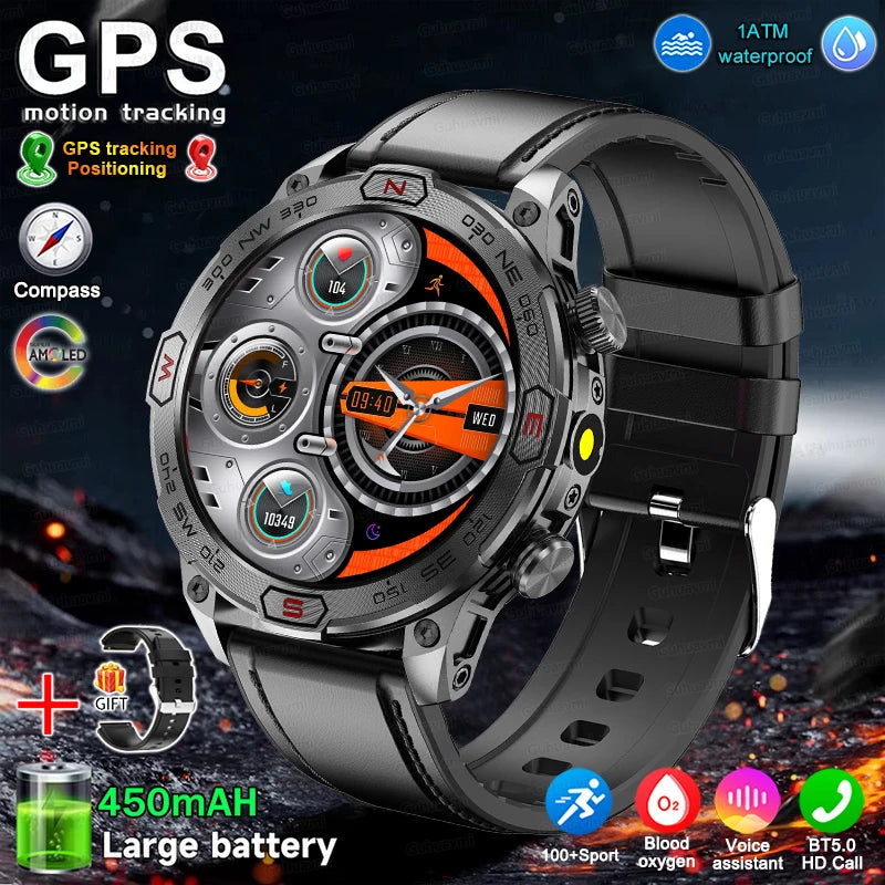 Men Fashion Outdoor Sport GPS Smart Watch Men AMOLED HD Screen Heart rate Waterproof Sport Smartwatch Man Smart Bracelet clock