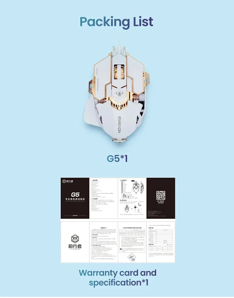 G5 Mechanical E-sports Wired Mouse RGB 9 Button Macro Programming Gaming Mute Mouse 12800 DPI For Desktop Computer Laptop