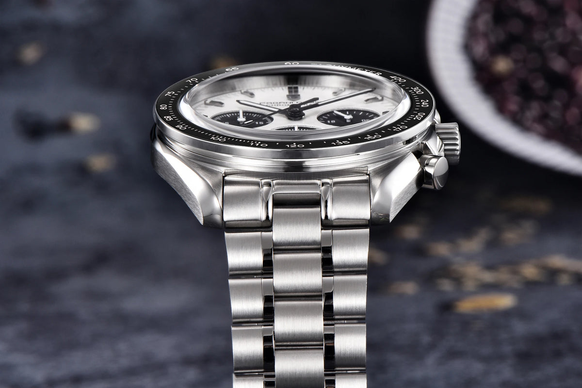 Pánske hodinky PAGANI DESIGN „New Moon“ – luxusné quartzové hodinky, chronograf, zafírové sklo s antireflexnou úpravou, keramický rámček, luminiscenčné ručičky