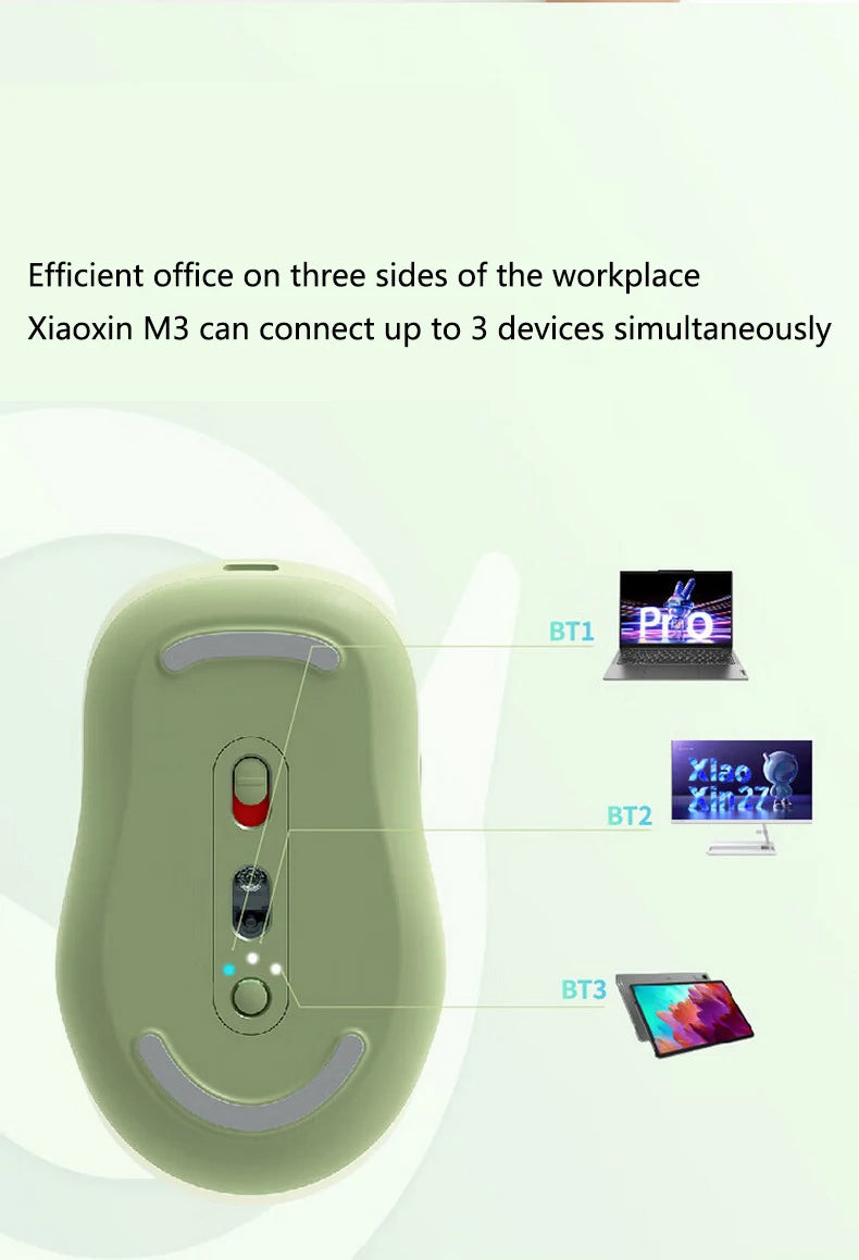 Muis Lenovo Xiaoxin Bluetooth Draadloze Muis M3 Twilight Gray Stil Licht Geluid Drie Bluetooth Kantoormuis