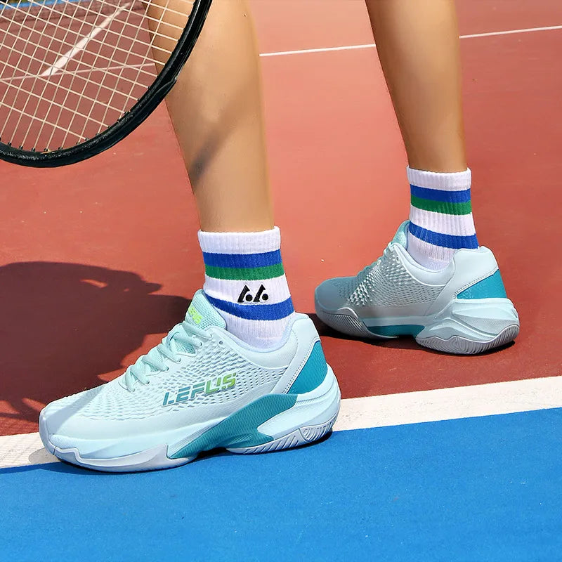 Men Women's Large Sizes Breathable Tennis Shoes Blue and Gray Gym Walking Badminton Sneakers