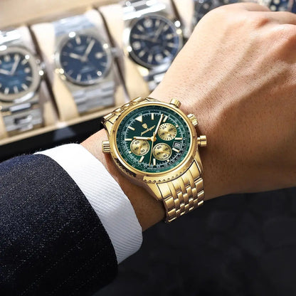 POEDAGAR Trendy Man Watch Chronograph Date Waterproof Luminous Men's Watches Stainless Steel Quartz Sports Luxury Man Wristwatch