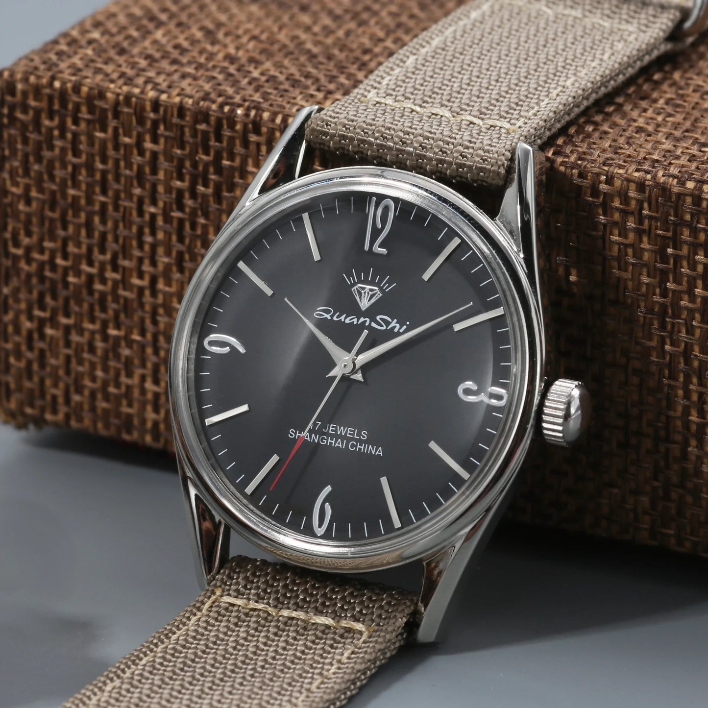 Shanghai Diamond Mechanical Watch Men's Manual Winding Watch 7120 Movement 38MM Stainless Steel Waterproof Men's Gift