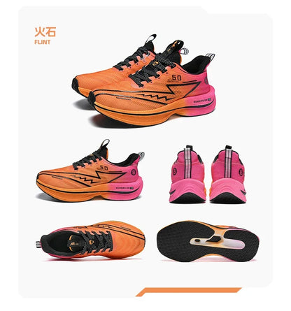 Herren-Sportschuhe – professionelle, gedämpfte Laufschuhe mit Carbonplatte, atmungsaktive Schnür-Sneaker für Freizeit, Marathon und Training