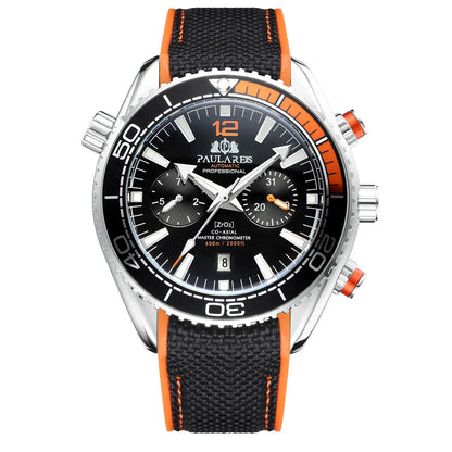 PAULAREIS P Relógio mecânico automático de luxo para homem com corda automática, bracelete em borracha, impermeável, luminoso, com data, relógio de moda masculino