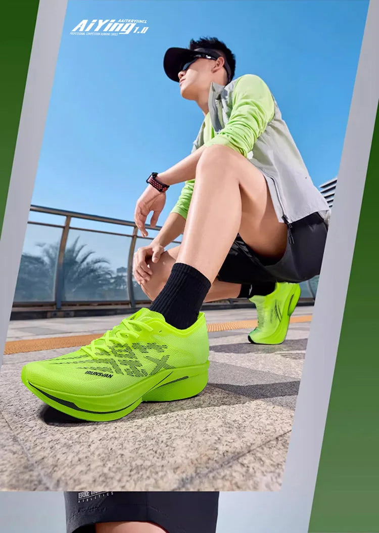 IRUNSVAN Chaussures de sport à semelle en carbone Chaussures de course à pied professionnelles pour marathon Chaussures de jogging respirantes et amortissantes unisexe 095