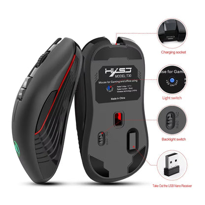 Wiederaufladbare kabellose USB-Maus für Rechtshänder, Type-C-Maus für Laptop und Computer, leiser Klick, hintergrundbeleuchtete Gaming-Maus, 3600cpi
