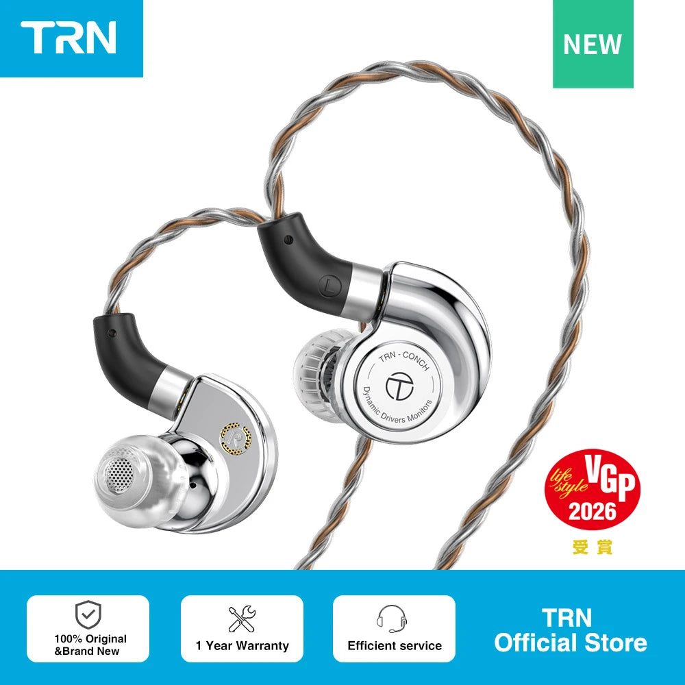 Monitores In-Ear TRN Conch Lucky Bag – Auriculares HiFi com Fio, Dinâmicos de Diamante DLC, com Filtros de Bocal de Afinação para Xiaomi