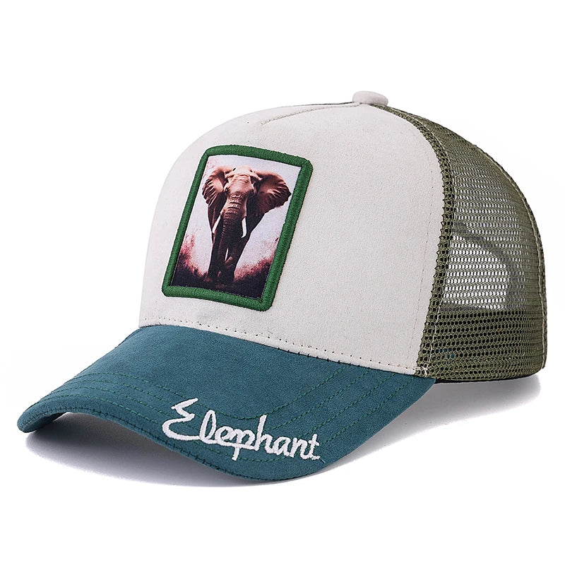 Unisex Mesh Cap Lion Pattern Patch Design Suede Hat Women And Men Summer Animal Baseball Cap Fashion Trucker Hat