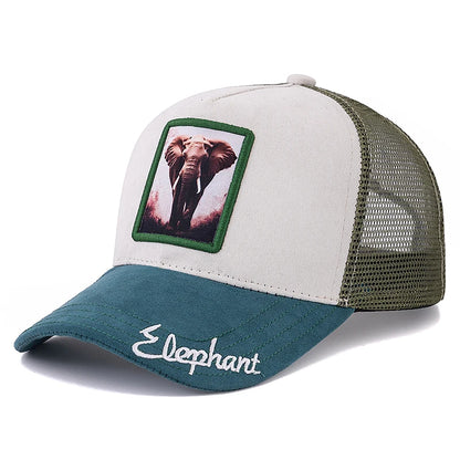 Unisex Mesh Cap Lion Pattern Patch Design Suede Hat Women And Men Summer Animal Baseball Cap Fashion Trucker Hat