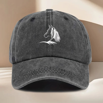 1pc Women's Horse Print Baseball Cap,Elegant Horse Head Design,Durable Textile Fabric,All-Season Casual Hat,suitable for Travel
