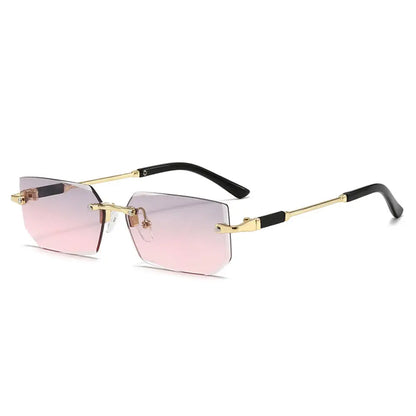 Trendy Rimless Sunglasses for Men Women Fashion Frameless Rectangle Sun Glasses Retro UV400 Shades Summer Goggles Eyewear