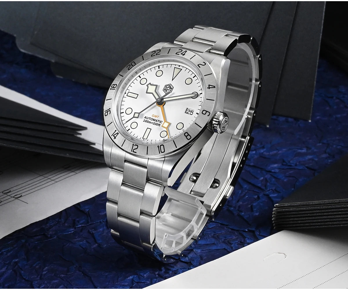 San Martin Nuevo reloj mecánico automático NH34 BB GMT de 39mm, reloj deportivo de zafiro, luminoso, impermeable 100m para hombre, Relogio SN0054