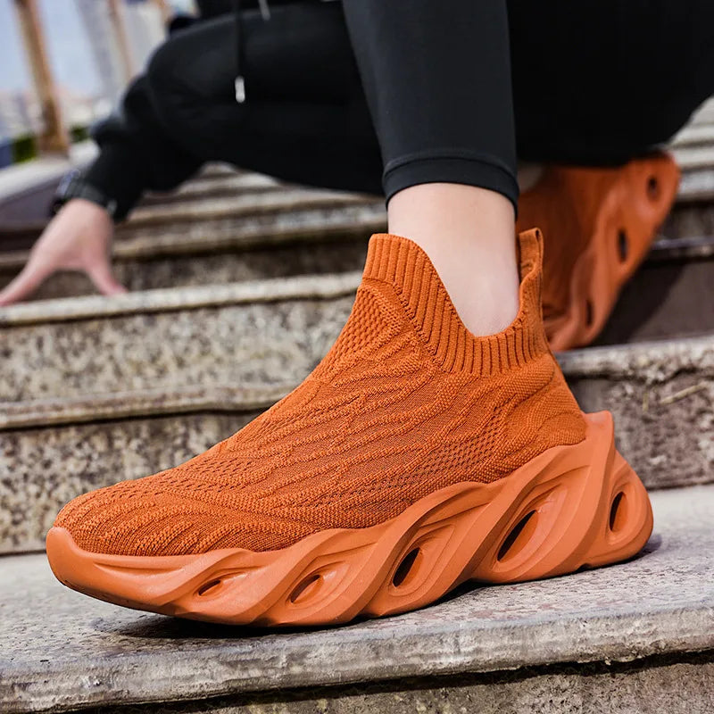 Classic Fashion Yellow Men's Running Shoes Comfort Socks Shoes Trainers Men Unisex Athletic Shoes Big Size 46 Zapatillas Hombre
