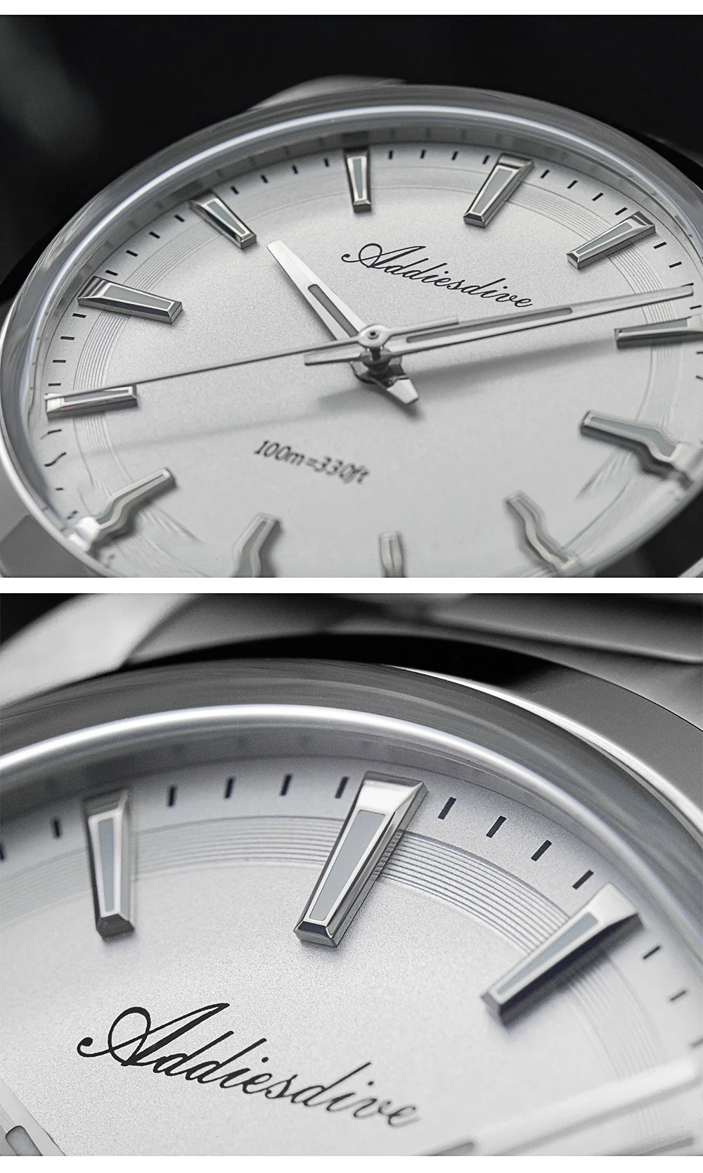 Orologio da uomo ADDIESDIVE in acciaio, stile di lusso, dotato di vetro bombato, movimento al quarzo e rivestimento luminescente blu BGW9; impermeabile fino a 100 ATM, display analogico – Modello AD2066