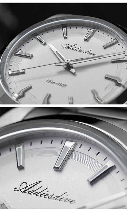 Orologio da uomo ADDIESDIVE in acciaio, stile di lusso, dotato di vetro bombato, movimento al quarzo e rivestimento luminescente blu BGW9; impermeabile fino a 100 ATM, display analogico – Modello AD2066