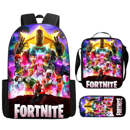 Cute Cartoon  3pcs Set School Backpack with Lunch Bag Pencil Case , Large Anime Fortnite Kids School Bags For Boys and Girls