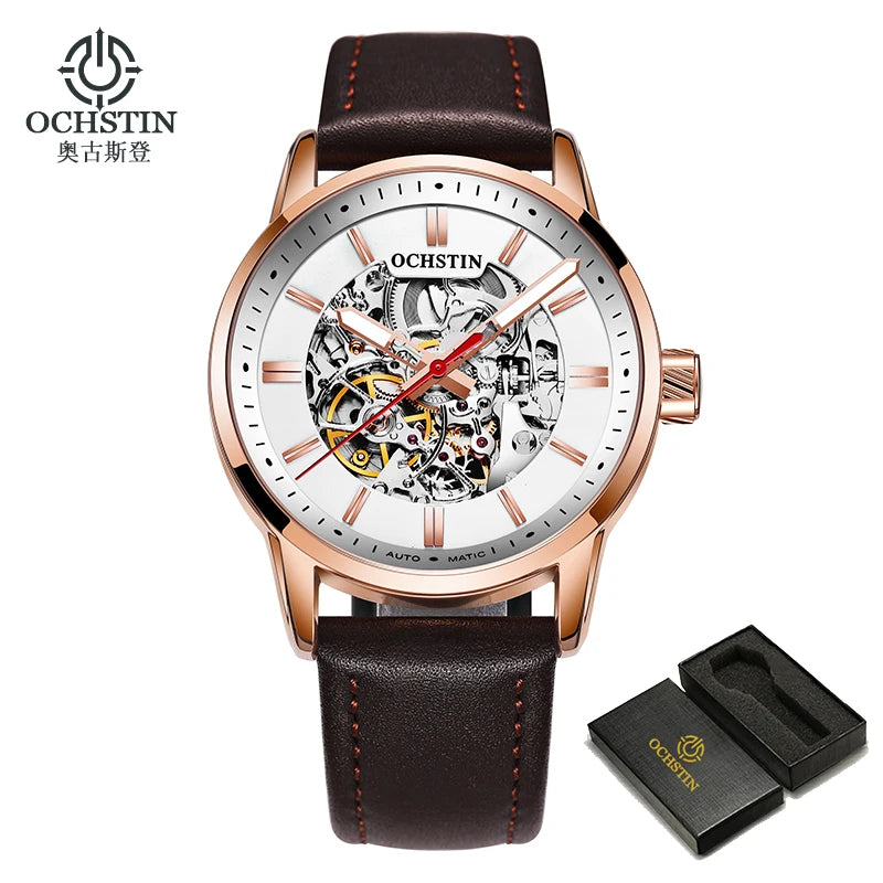 OCHSTIN Automatic Mens Watches Top Brand Luxury Royal Luminous Skeleton Waterproof Mechanical Fashion Male Clock Gifts for Men