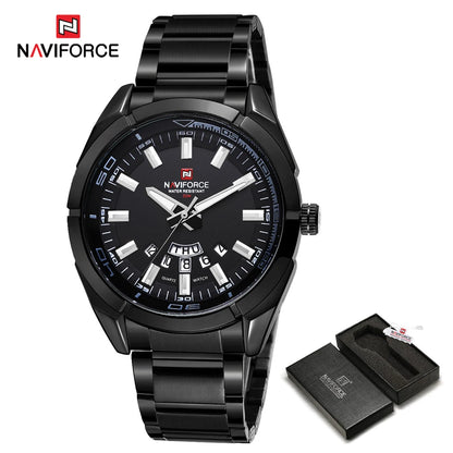 Relógio de pulso para homem NAVIFORCE, inteiramente em aço, estanque, estilo descontraído, movimento de quartzo com indicação da data – Relógio de pulso de luxo para homem, de uma marca de renome.
