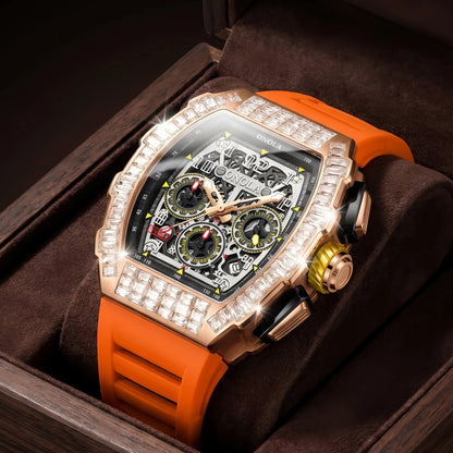 Hot Selling Fashion Fully Automatic Mechanical Watches Men ONOLA Unique Design with Diamond Inlaid Waterproof Tape Men's Watch
