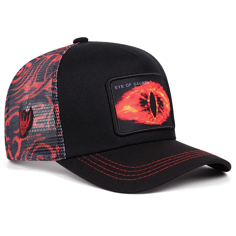 eye of sauron graffiti baseball cap, High quality Hip hop mesh cap, trucker hat
