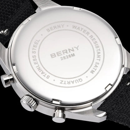 BERNY Chronograph Quartz Men Watch Luminous Miyota OS10 Top Luxury AR Coated Sapphire 5ATM Waterproof 2026 Sports Men’s Watches