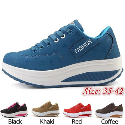 Women Outdoor Thick Bottom Swinging Casual Shoes Fashion Platform Large 42 Flat Bottom Walking Sports Shoes Walking and Running