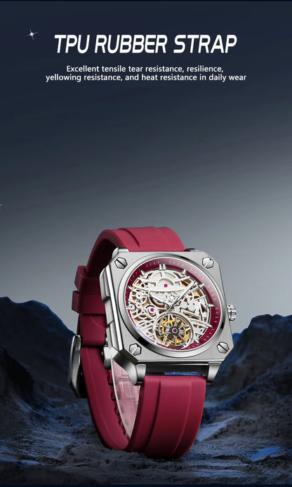 BINBOND mechanical wristwatches for men luxury luminous waterproof automatic accurate tourbillon men's watch skeleton reloj