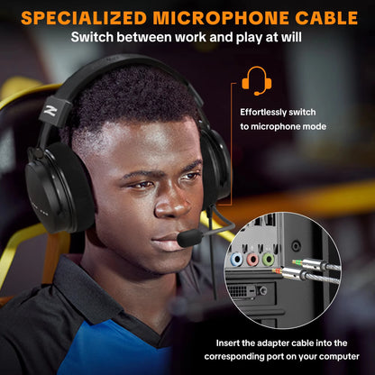 Cuffie cablate over-ear Talomen TOP W550X con driver da 50mm, bassi profondi, cavo rimovibile e microfono integrato – Headset per gaming, DJ, studio e ufficio