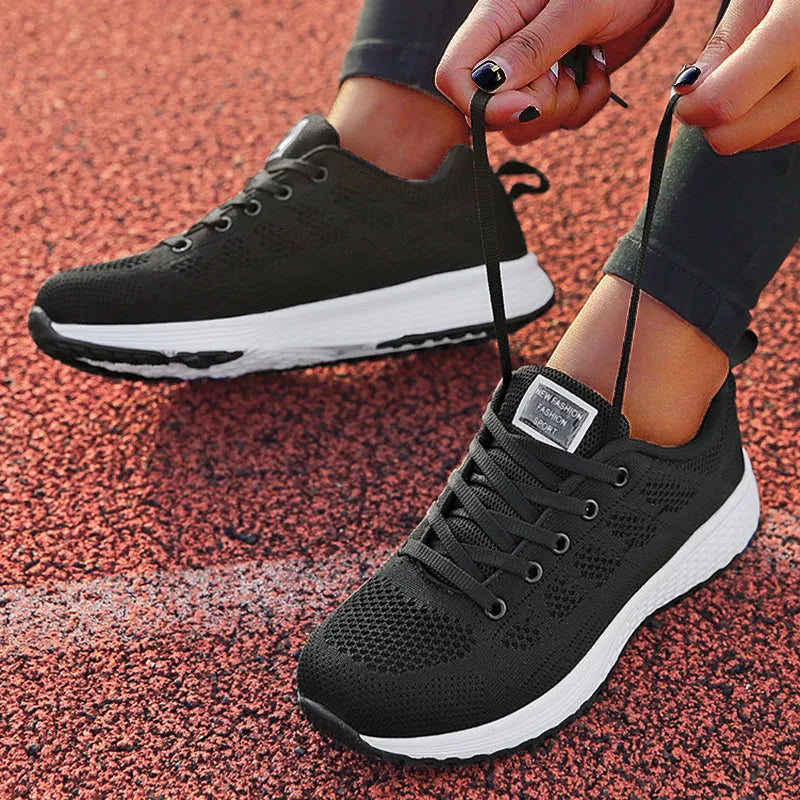 Damen-Flache Schuhe, Schnürschuhe, Freizeitsneaker, Damenschuhe, weiche Zapatos Mujer, große Größen