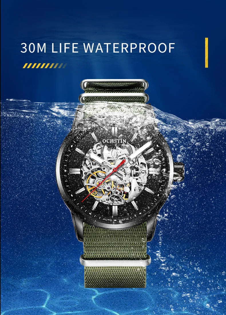OCHSTIN Automatic Mens Watches Top Brand Luxury Royal Luminous Skeleton Waterproof Mechanical Fashion Male Clock Gifts for Men