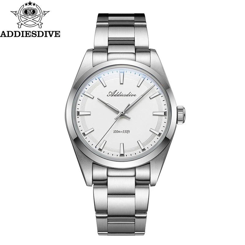 Orologio da uomo ADDIESDIVE in acciaio, stile di lusso, dotato di vetro bombato, movimento al quarzo e rivestimento luminescente blu BGW9; impermeabile fino a 100 ATM, display analogico – Modello AD2066