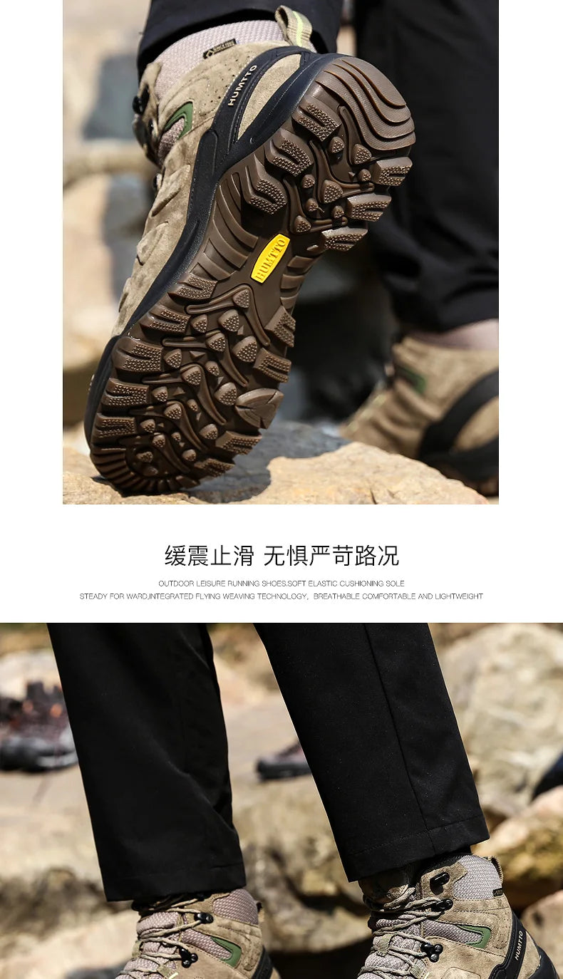 HUMTTO Sapatilhas de Caminhada Impermeáveis para Homem, Botas de Caça Táticas de Deserto, Botas de Trekking pelo Tornozelo para Homem e Mulher, Quentes em Couro