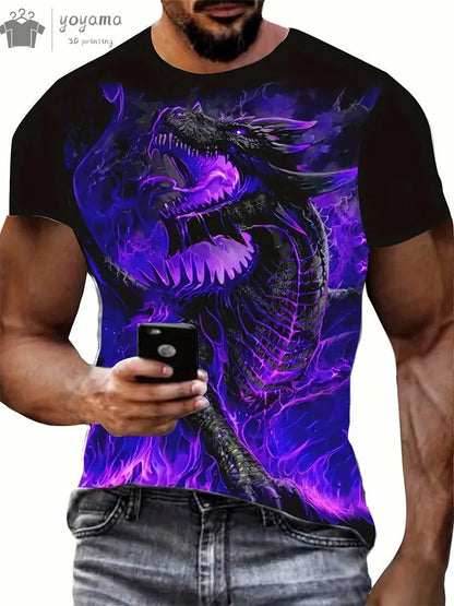 Animal Dragon 3D Print Sport Quick-dry Breathable Men TShirt Outdoor Street Harajuku Run Fitness Short Sleeve Clothes Top Summer