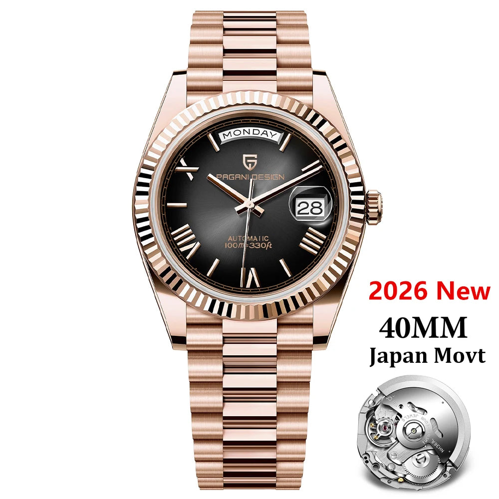 PAGANI DESIGN Men's Watches DD40 Gold White Luxury Automatic Watch Men Japan Movt Date Week Mechanical Watches For Men 2026 New