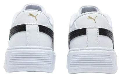 Baskets Puma Smash Platform v3, modèle blanc, noir et doré, 390758-04.