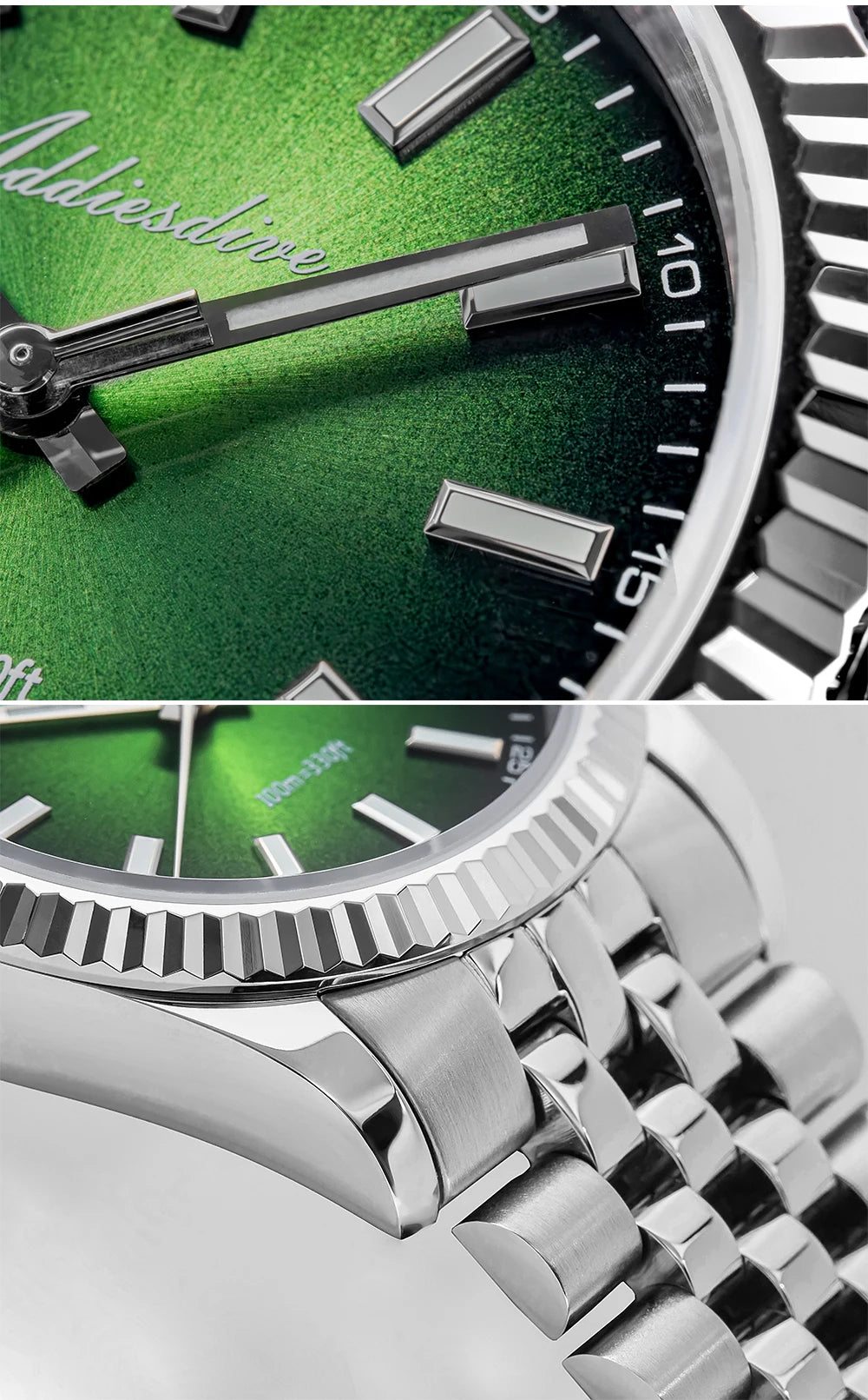 Reloj para hombre ADDIESDIVE AD2073, cristal de zafiro, 36mm, VH31, esfera sunburst, cuarzo, 10Bar, impermeable para buceo, luminoso