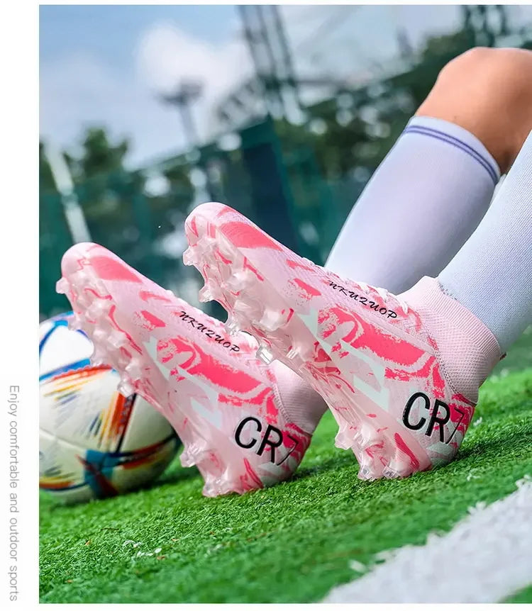 Unisex Teen Low Top Football Shoes Lightweight Elastic Sole Anti Slip Short Spikes Lawn Field Match Training Sneakers