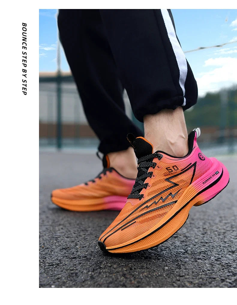 Herren-Sportschuhe – professionelle, gedämpfte Laufschuhe mit Carbonplatte, atmungsaktive Schnür-Sneaker für Freizeit, Marathon und Training