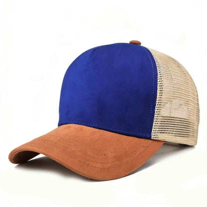 Summer Mesh Baseball Cap Women Men Solid Suede Cap Patch Snapback Hat Casual Breathable Unisex Street Hip Hop Trucker Caps