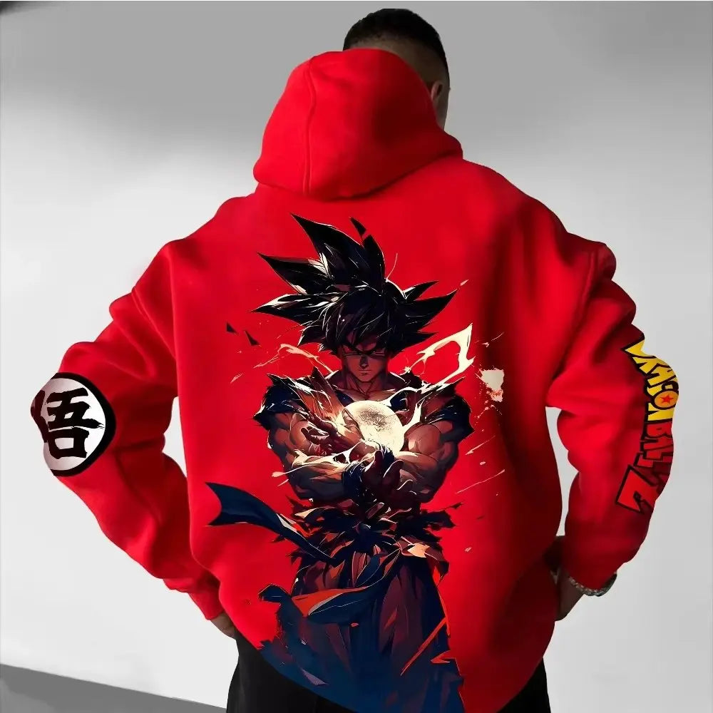 Dragon Ball Goku Oversized Anime Hoodie Men Women Vintage Pullover Sweatshirt New Autumn Y2k Hooded Jacket Streetwear Casual Top