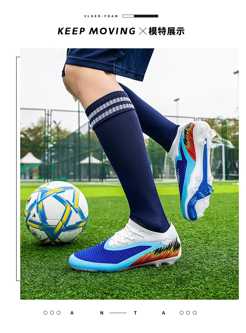 New Men Football Boots Shoes Match Training Soccer Shoes Non-Slip Cleats Long Spikes FG Ultralight Outdoor Sneaker Drop Shipping